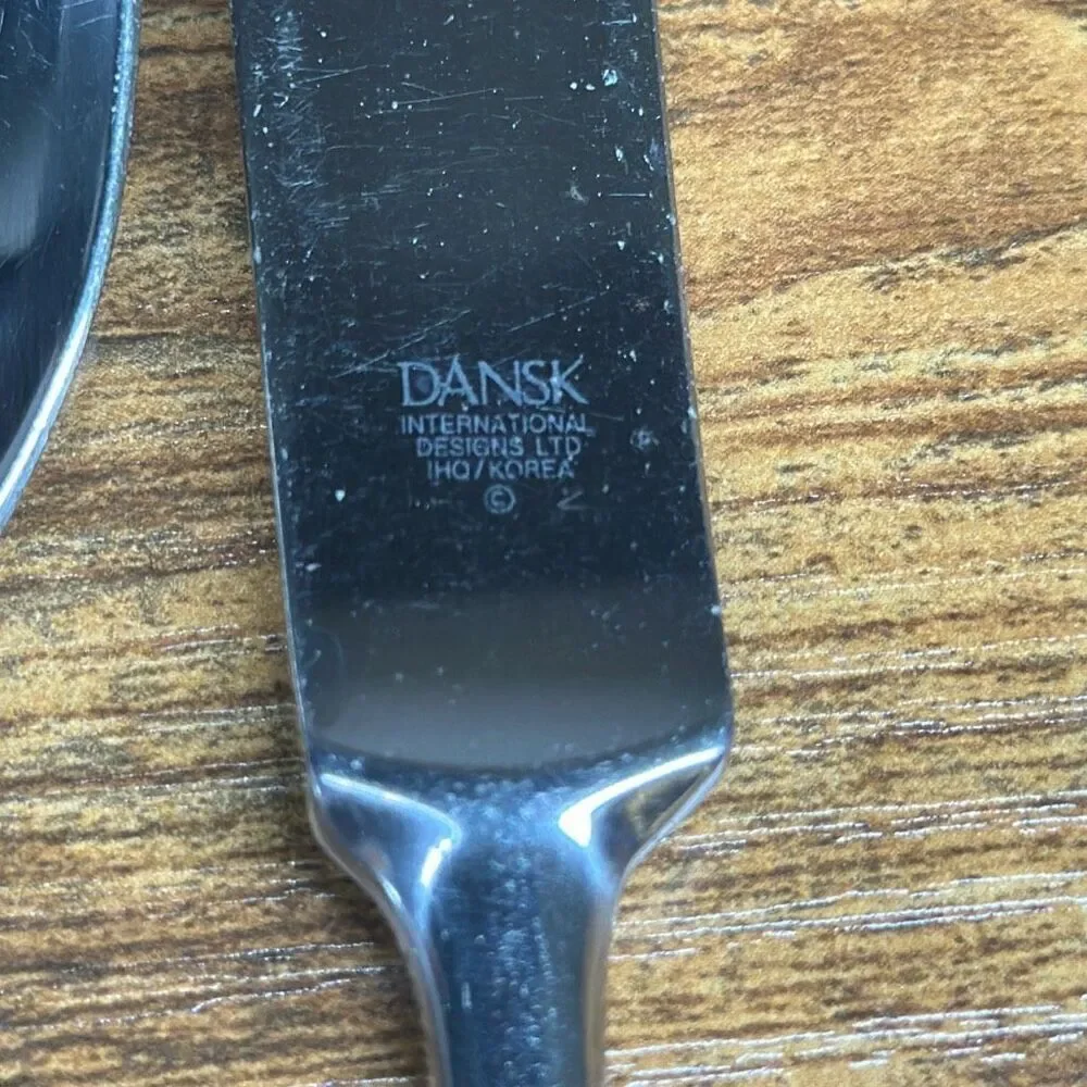 Dansk Anvil Korea Knife and Soup Spoon Stainless‎ Steel Flatware SCRATCHED
